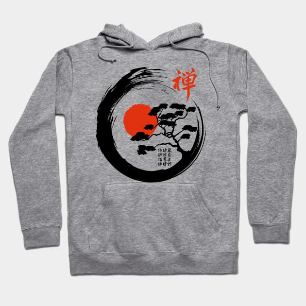 Japanese Zen Circle and Bonsai Tree Hoodie by printedtruth